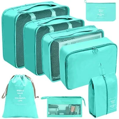8/9/10/11 Pcs Set Travel Organizer Storage Bags Suitcase Packing Cubes Set Cases Portable Luggage Clothe Shoe Tidy Pouch Folding - AMULET RING STORE