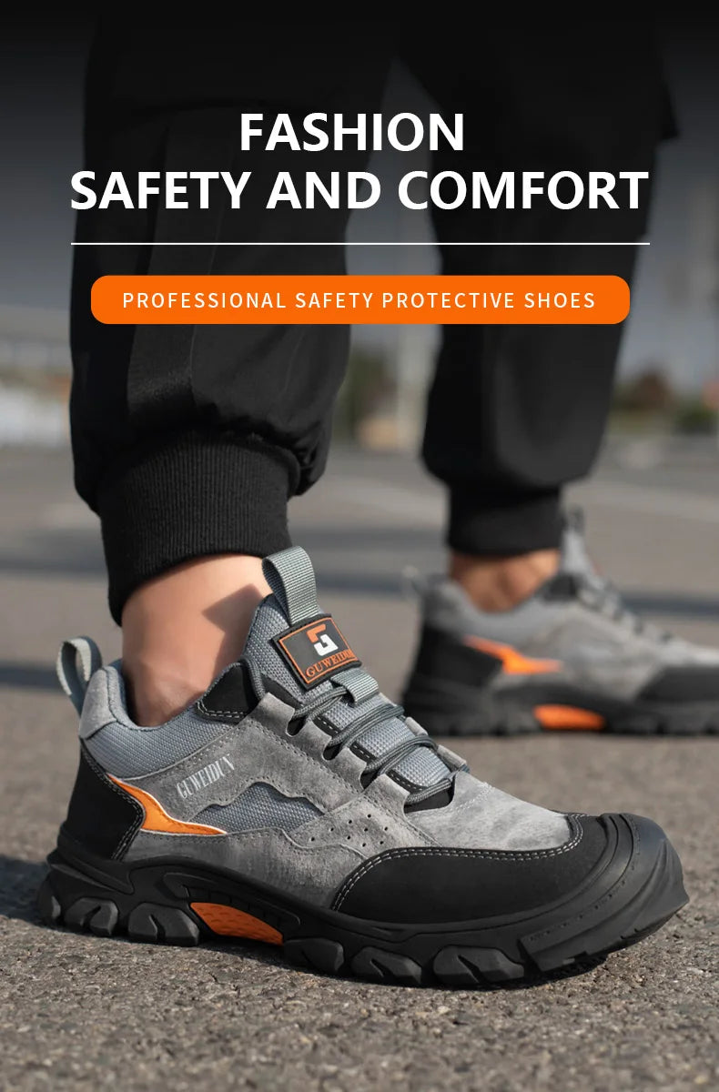 Men Safety Work Shoes Plastic Toe Safety Boots Fashion Lightweight Comfort Working Sneakers Anti-puncture Indestructible Shoes - AMULET RING STORE