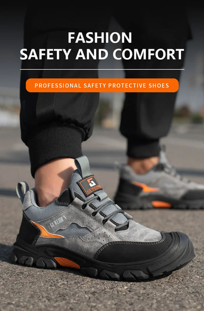 Men Safety Work Shoes Plastic Toe Safety Boots Fashion Lightweight Comfort Working Sneakers Anti-puncture Indestructible Shoes - AMULET RING STORE