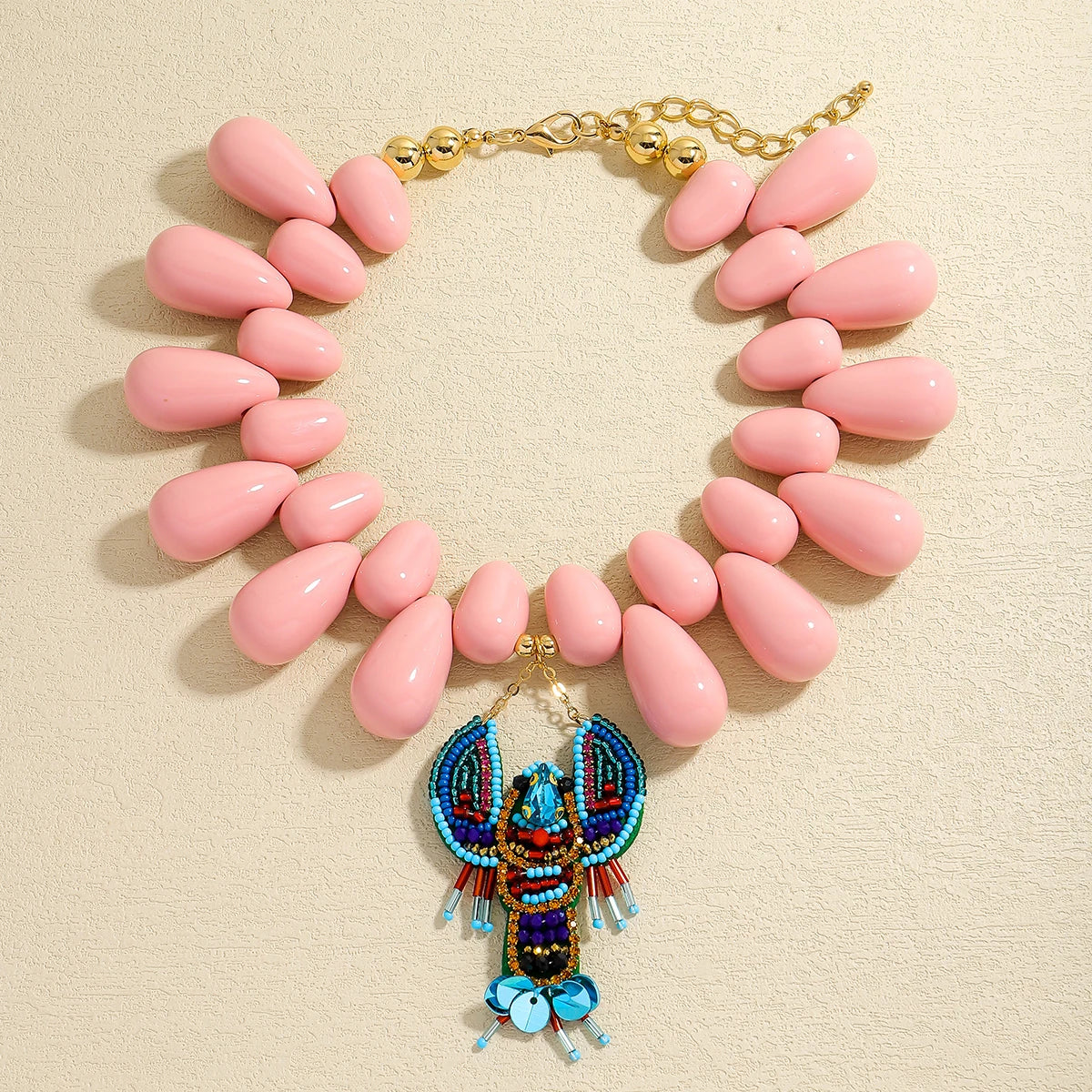 2025 New ZAA Lobster Bead Necklace Handmade Crystal Beaded Enamel Jewelry Simple Pendant Necklace Women Beach Vacation Accessory - AMULET RING STORE