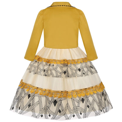 5-14 Years Girls Dress Summer Sleeveless Princess Dress + Long Sleeves Jacket 2Pcs Piano Performance Gown Teenagers Kids Clothes