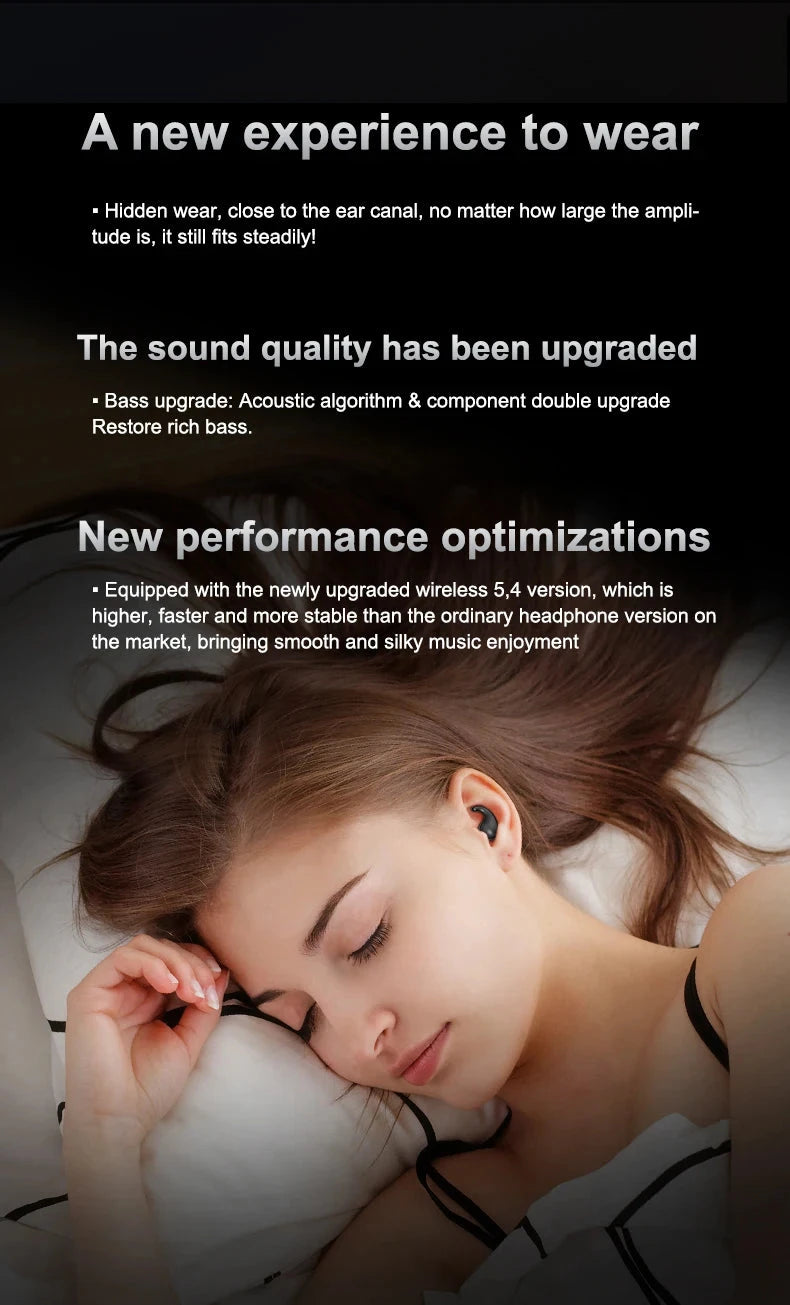 SK28 Ultra-thin Sleeping Headphones 5.4 Wireless Bluetooth Headset Invisible Earbuds Hidden In Ear Sports Earphones Waterproof
