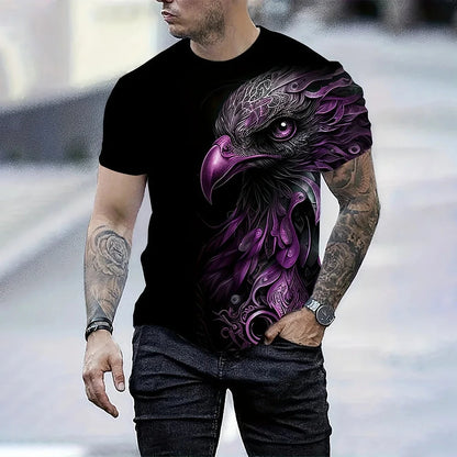 Men's Summer Fashion T-shirt Eagle 3D Printed Short sleeved T-shirt Summer Outdoor Leisure Quick drying Breathable T-shirt - AMULET RING STORE