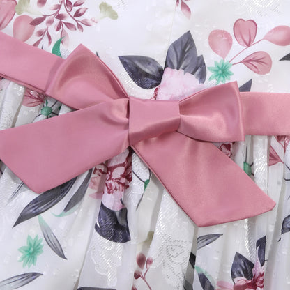 Sweet style children's dress, a dress with bow patterns suitable for middle-aged to older children, a flower girl style fashion