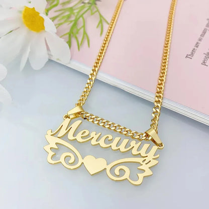 Acheerup Personalized Customized Name Necklace for Women Stainless Steel 2 Hook Crown Cuban Chain Pendant Jewelry Birthday Gift