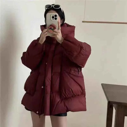 Puff Down Jacket Women's Winter Jacket Padded New Outerwear Hooded Versatile Loose Padding Thickened White Duck Down Warm Coat