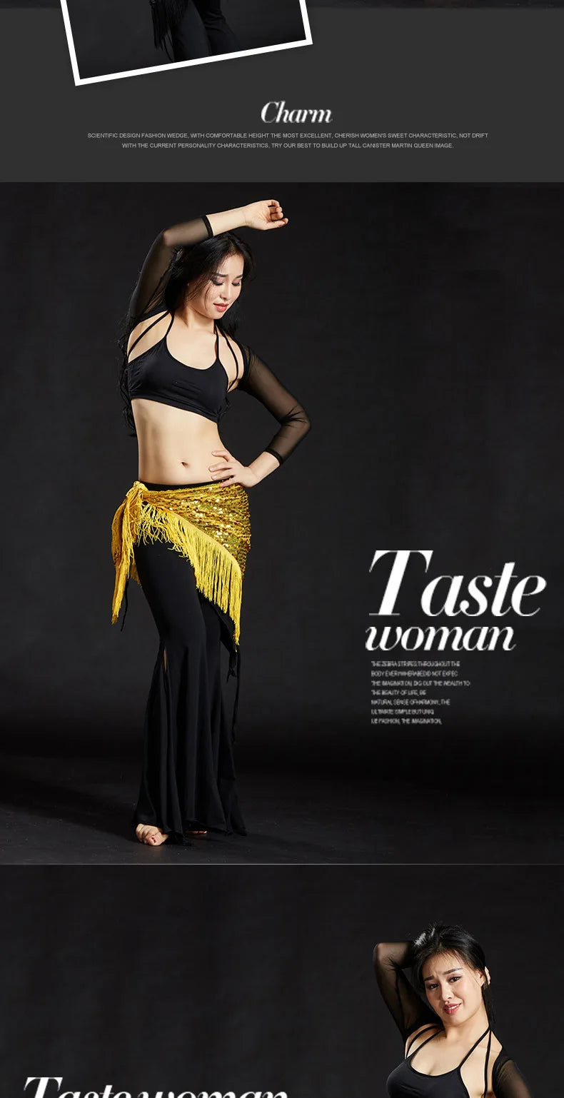 Wholesale Cheap Sexy Women Girls Sequin Triangle Shawl Hip Shawl Belly Dance Belts - AMULET RING STORE