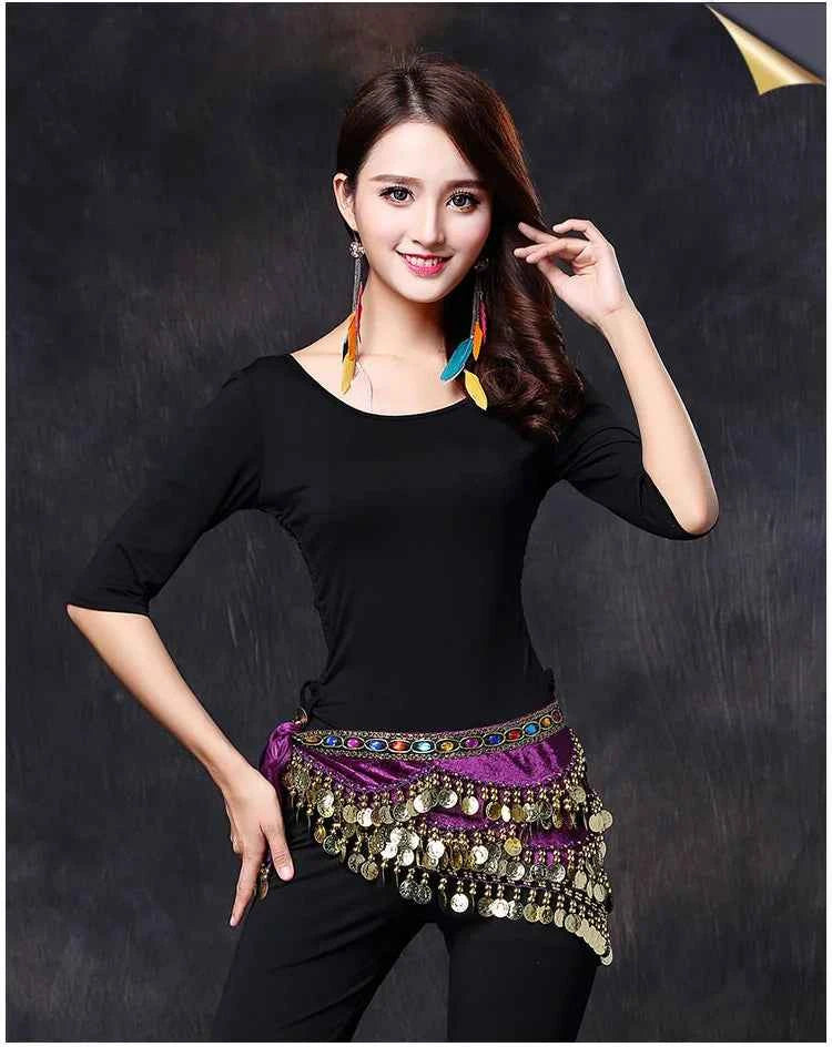 Oriental/Indian Belly Dance Coin Belt BellyDance Hip Scarf Golden Coins Belly Dance Costume Accessories Dancing Coin Belt