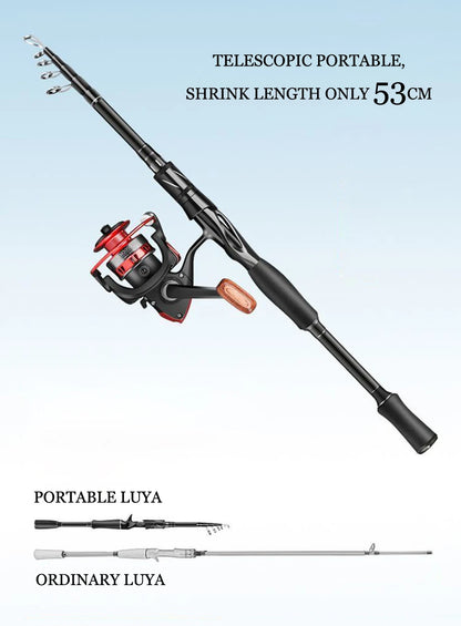 1.8m 2.1m 2.4m 2.7m Telescopic Fishing Rod Travel Spinning Casting Fishing Rod Anti Slip Portable Sea Pole for Angler - AMULET RING STORE