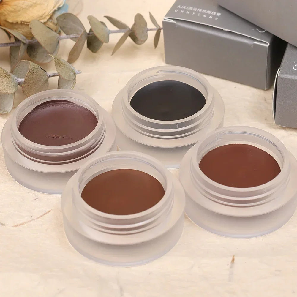 2 in 1 Eyeliner Eyebrow Gel Cream with Brush Waterproof Long-lasting Matte Black Brown Easy Wear Eyeliner Korean Makeup Cosmetic - AMULET RING STORE