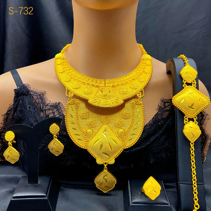 New Big Italian 24k Gold Plated Jewelry Set For Women Indian Dubai Party African Necklace Sets Bridal Gifts Arabic Jewelry Sets