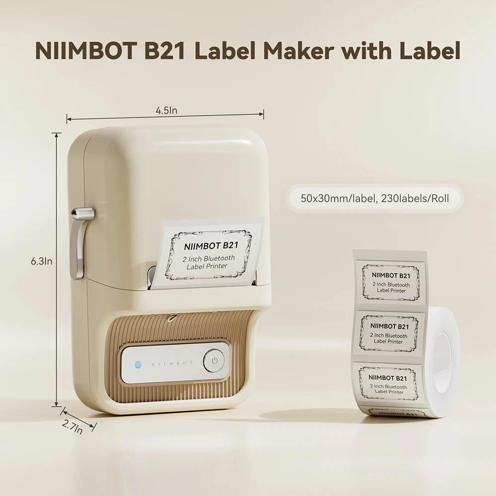 NIIMBOT B21/B1 Portable Thermal Printer 1500mAh Wireless Sticker Printer With Self-adhesive Labels For Barcode Clothing Jewelry
