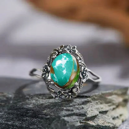 Vintage 925 Sterling Silver Ring Irregular Flowers Natural Rose Quartz Punk Ring Bohemian Silver Ring Fine Jewelry For Women