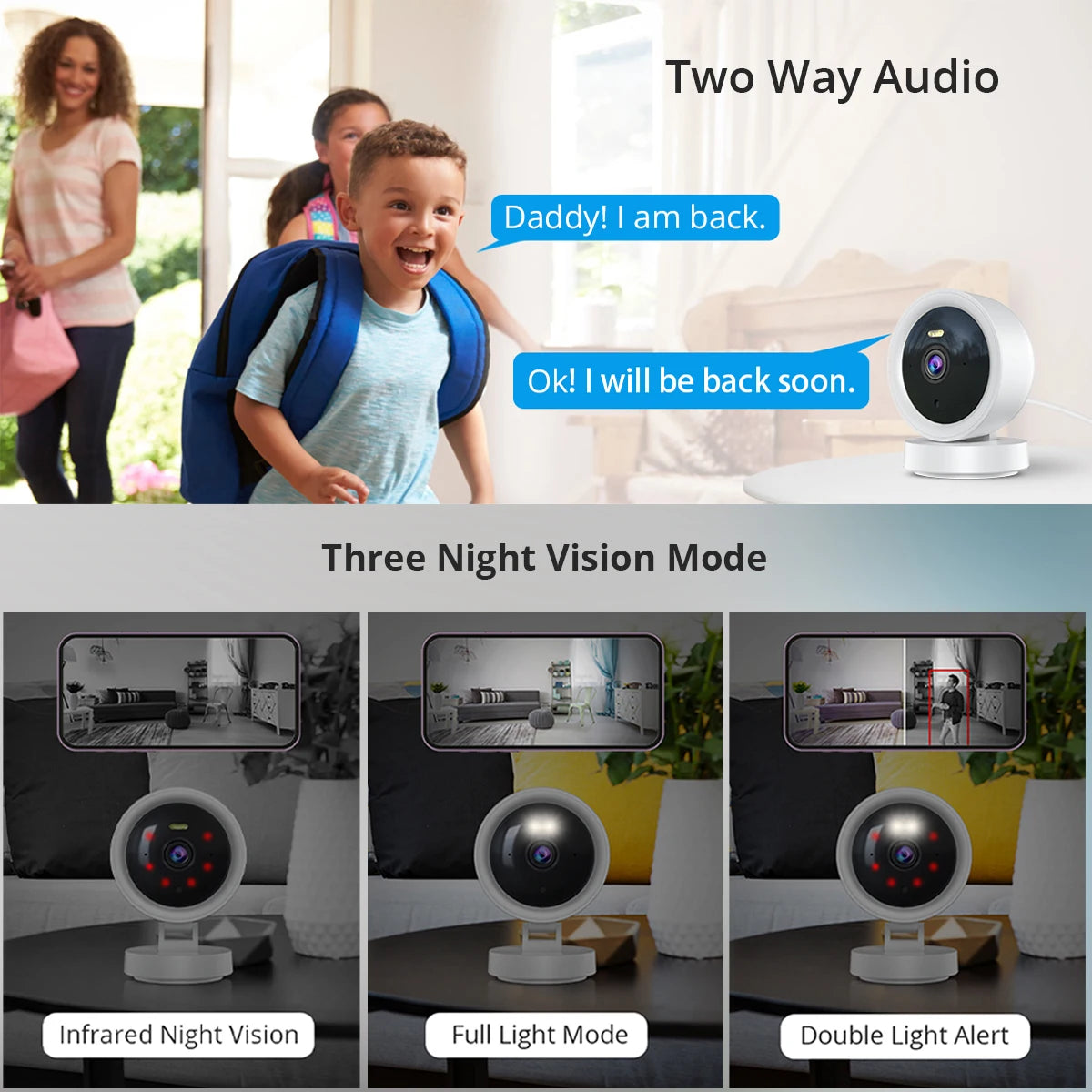 1080P WiFi Camera IP Surveillance Camera Security Baby Monitor 2MP CCTV Audio Video Color Night Vision AI Detect iCSee Mini Cam - AMULET RING STORE