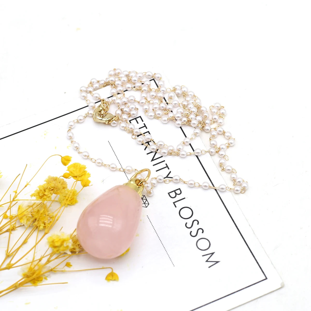 Natural Stone Rose Quartz Perfume Bottle Essential Oil Diffuser Reiki Healing Exquisite Necklace Jewelry Gift - AMULET RING STORE