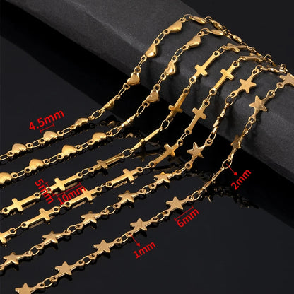 No Fade 1Meter Stainless Steel Gold Plated Embossed Link Chains DIY Women Men Necklaces Bracelets Jewelry Making Bags Chain Bulk - AMULET RING STORE
