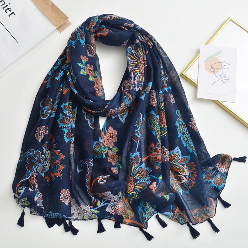 Luxury Brand Scarf For Woman Soft Cotton Shawl Wrap Tassel Viscose Muslim Woman Hijab Boho Beach Towel Female Bandana Headscarf - AMULET RING STORE