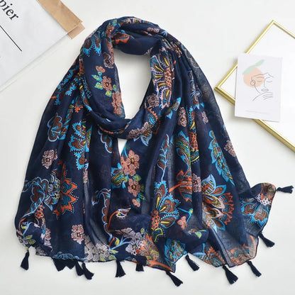 Luxury Brand Scarf For Woman Soft Cotton Shawl Wrap Tassel Viscose Muslim Woman Hijab Boho Beach Towel Female Bandana Headscarf - AMULET RING STORE