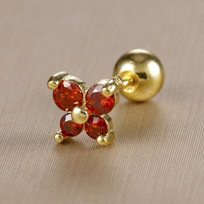 1PC Stainless Steel Birthstone Little Ear Stud Earrings 12 Zodiac Signs Crystal Zirconia Butterfly Earring Party Wedding Jewelry