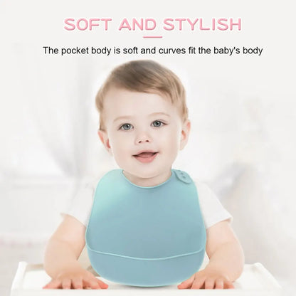 Silicone world Waterproof Silicone Bibs Baby Kids Stuff Kids Bib Aprons Girl Boy Adjustable Soft Silicone Bib Baby Feeding Stuff - AMULET RING STORE