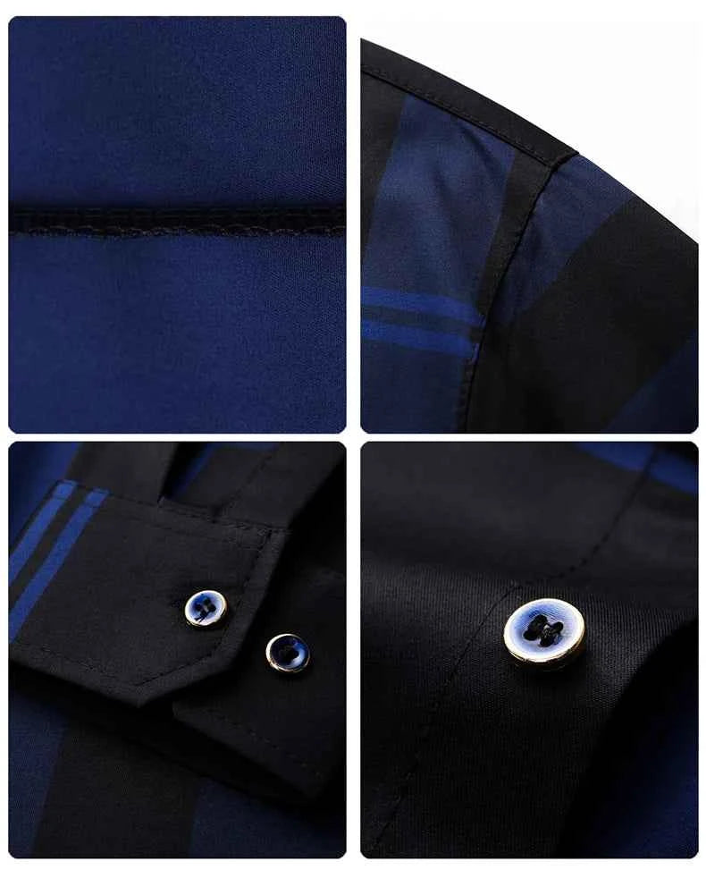 Autumn long sleeved shirt for men Business casual long sleeved plaid shirt for men