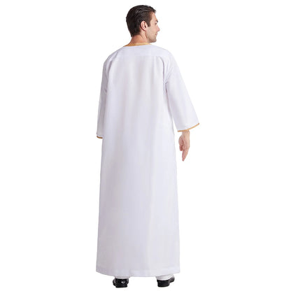 Jubba Thobe For Man Islamic Muslim Clothing Fashion Moroccan Saudi Arabic Dubai Oman Adult Long Sleeve Plus Size Casual Kaftan