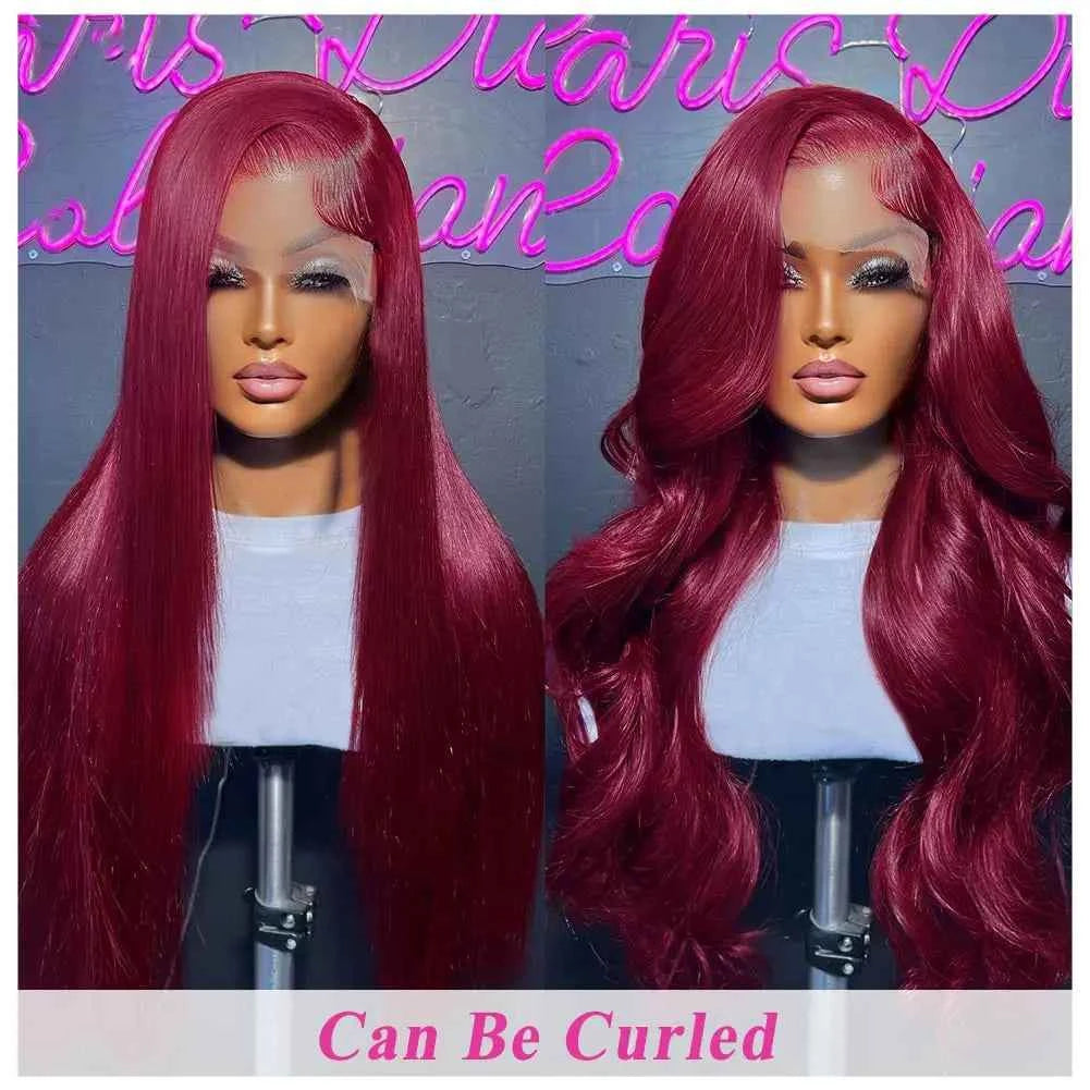 36 Inch 99J Burgundy Lace Front Wigs Human Hair 13x6 Straight Lace Front Wigs Pre Plucked for Women 180% Density Straight Wigs