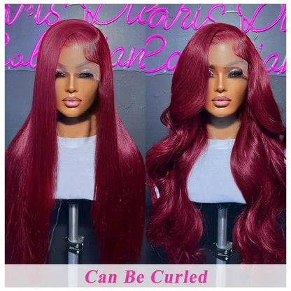 36 Inch 99J Burgundy Lace Front Wigs Human Hair 13x6 Straight Lace Front Wigs Pre Plucked for Women 180% Density Straight Wigs