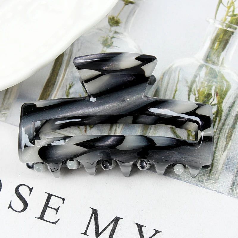 Mini Women's Hair Clips Colorful Geometric Hollow Crab Claw Clip Acetate Leopard Print Fashion Girls Hairpin Hair Accessories - AMULET RING STORE