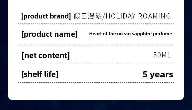 The Heart of The Sea Sapphire Perfume Long Lasting Fragrance Natural Clear Scent Classic Perfume Men Perfume Women Eau De Parfum