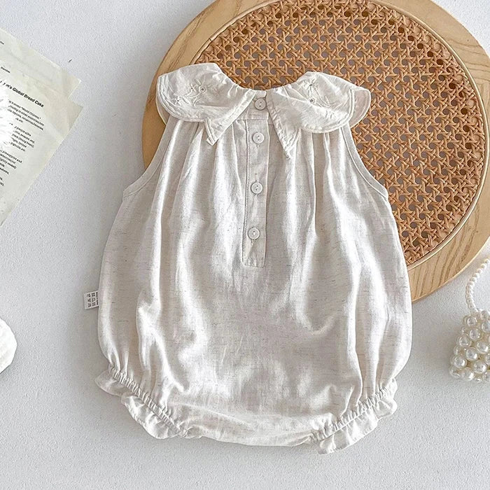 2024 New Summer Toddler Baby Girls Jumpsuit Sleeveless Cotton Solid Color Newborn Baby Girls Romper 0-24M Children Clothes - AMULET RING STORE