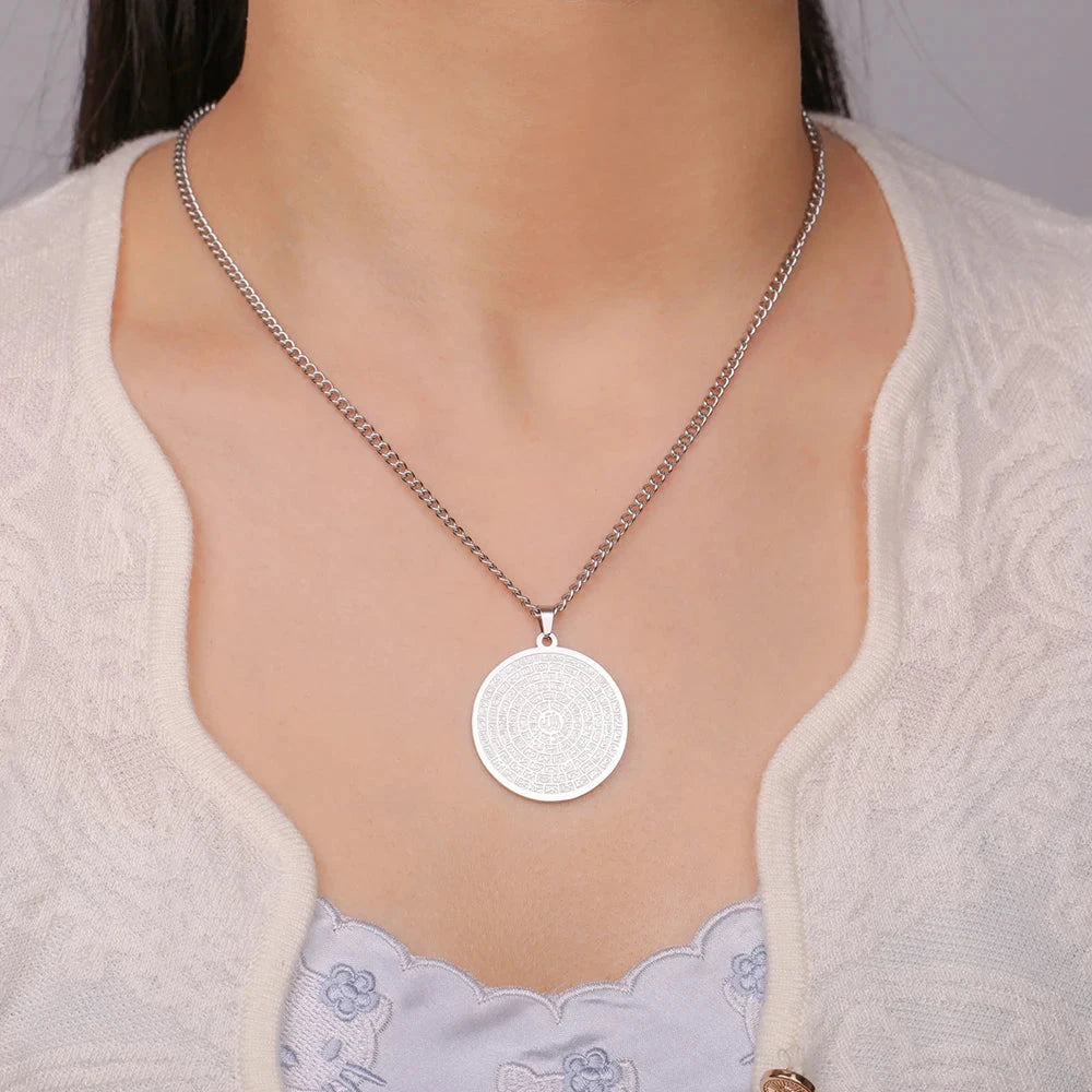 Dawapara 99 Names of Allah Necklace Islamic Muslim Arabian Calligraphy Ayatul Kursi Pendant Religious Stainless Steel Jewelry - AMULET RING STORE