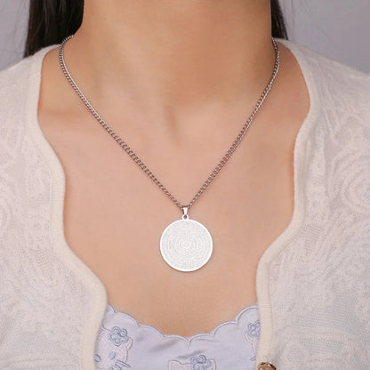 Dawapara 99 Names of Allah Necklace Islamic Muslim Arabian Calligraphy Ayatul Kursi Pendant Religious Stainless Steel Jewelry - AMULET RING STORE