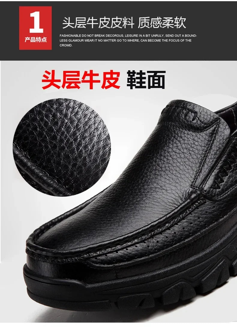 New Handmade Genuine Leather Shoes 48 Men Loafers Soft Cow Leather Men Thick Sole Casual Shoes Male Footwear Black Brown Slip-on