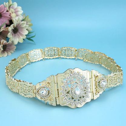 Arabic Style Women Belt Metal Waist Chain Adjustable Length Moroccan Caftan Belt