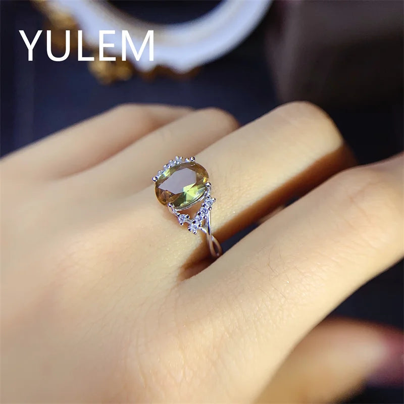 YULEM  Lab Alexandrite Gemstone Ring for Women Solid 925 Sterling Silver Jewelry Oval Natural Stone Engagement Promise