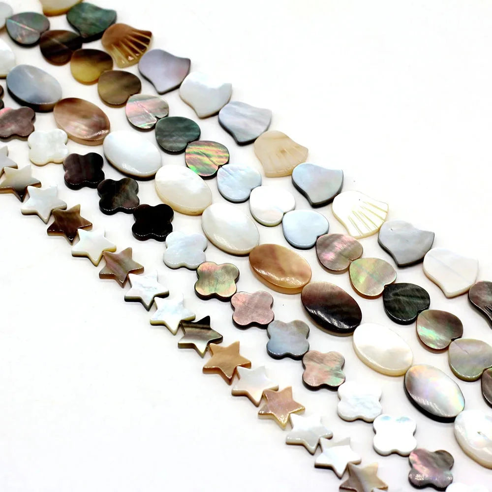 6/8/10/12mm Bohemia Natural Black Shell Beads Multishape Loose Spacer Beads for Jewelry Making DIY Necklace Bracelet Accessories - AMULET RING STORE