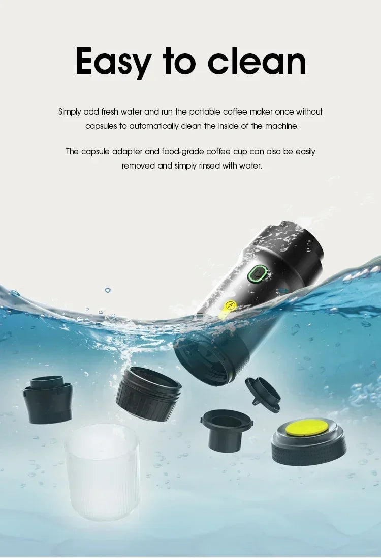 Electric Portable Coffee Machine Portable Italian Espresso Machine for Car & Home 3-in-1 Capsule Powder Travel Coffee Maker - AMULET RING STORE