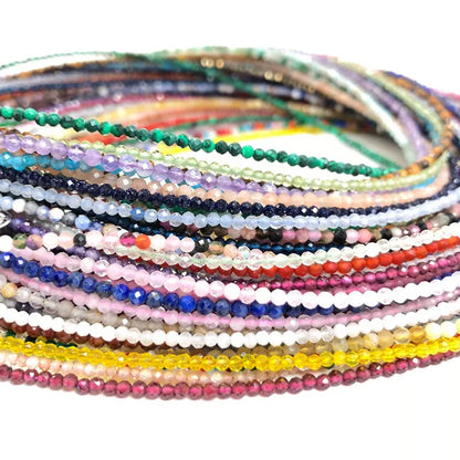 2-3mm Natural Stone Beaded Necklace Handmade Mini Tourmaline lapis crystal Energy Healing Female Bracelet for Women Jewelry Gift - AMULET RING STORE