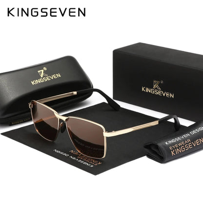KINGSEVEN Classic Sunglasses Men Rectangle Alloy Frame Glasses Polarized UV400 Casual Trendy Driving Eyewear