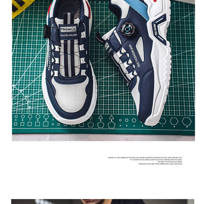 Men's Korean rotating buckle fashion casual sports shoes four season soft soled non slip outdoor running shoes student sneakers - AMULET RING STORE