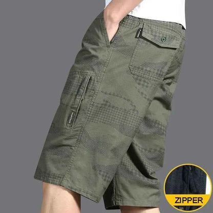 Classic Cargo Shorts Men Zipper Pocket Casual Knee Shorts Loose Straight Cotton Work Shorts Man Clothes