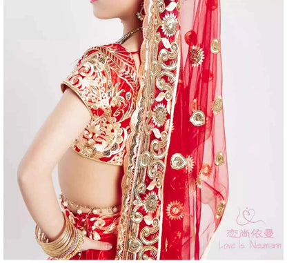 Yiman exotic Indian dance ethnic style children's dance costume, sari embroidery Tang costume, big swing skirt, Lengha set