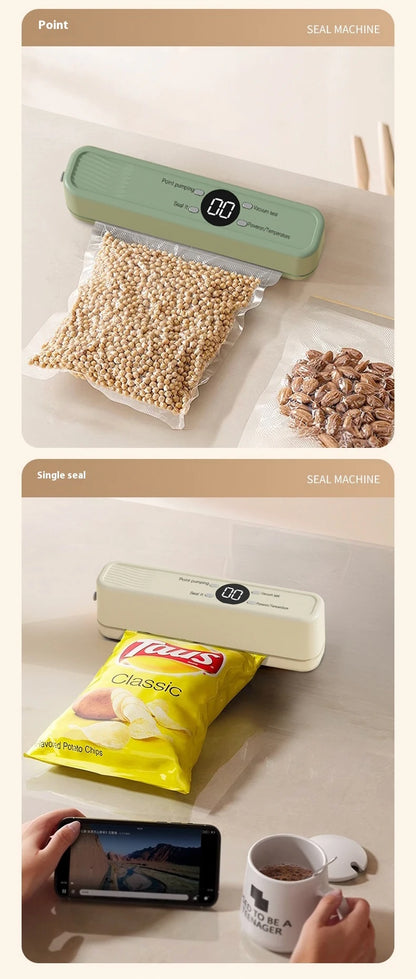 Wireless Vacuum Sealer Machine - 60KPA Powerful Suction, Portable Food Saver with 3 Temperature Levels,External Pumping Function - AMULET RING STORE