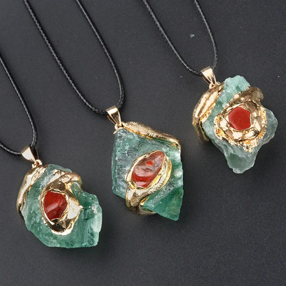 Natural Stone Gold Plated Pendant Necklace Irregular Gilt snake shape Crystal Link Healing Crystals Stone Necklaces For Women