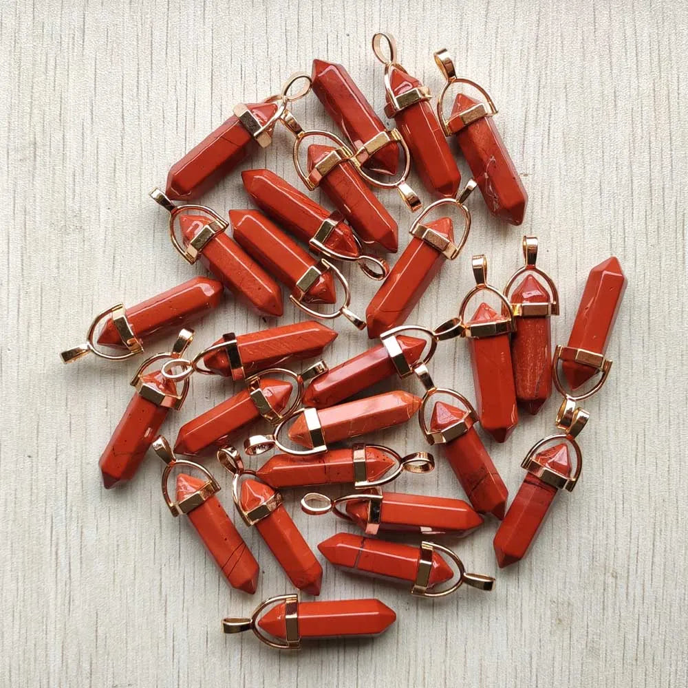 Natural Gem stone Quartz crystal green aventurine pendulum pillar pendants for jewelry making 24pcs/lot Wholesale fast shipping