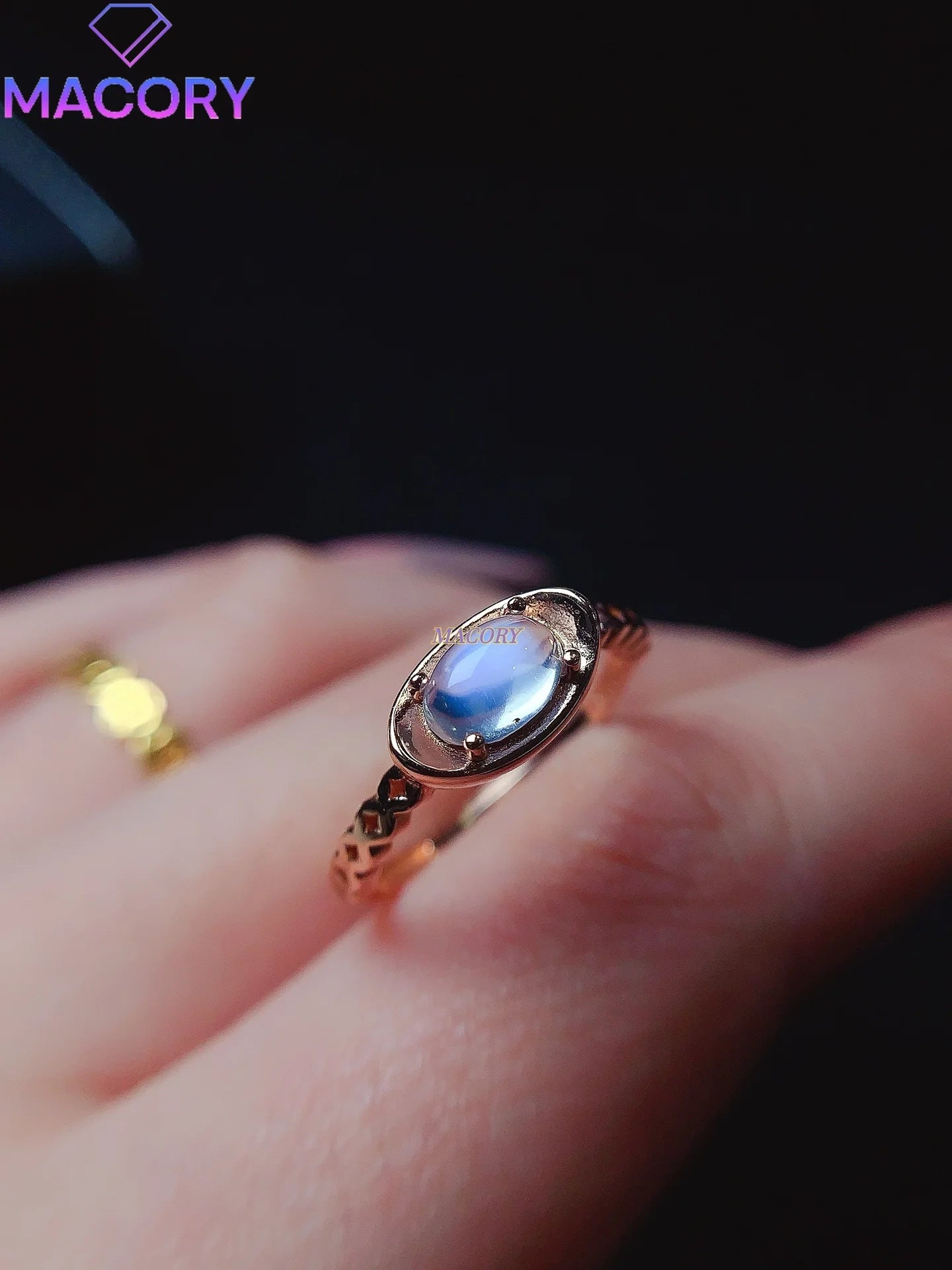 Natural Moonstone S925 Sterling Silver Ladies Ring 5*7mm Exquisite Fashion Jewelry with Certificate Holiday High-end Gifts