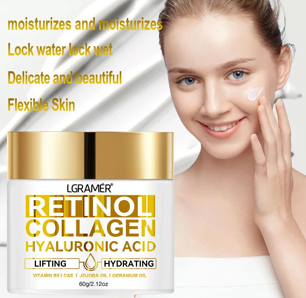Retinol Face Cream Moisturizing Wrinkle Remover Collagen Hyaluronic Acid Creams Skin Care Cosmetic for Women&Men - AMULET RING STORE