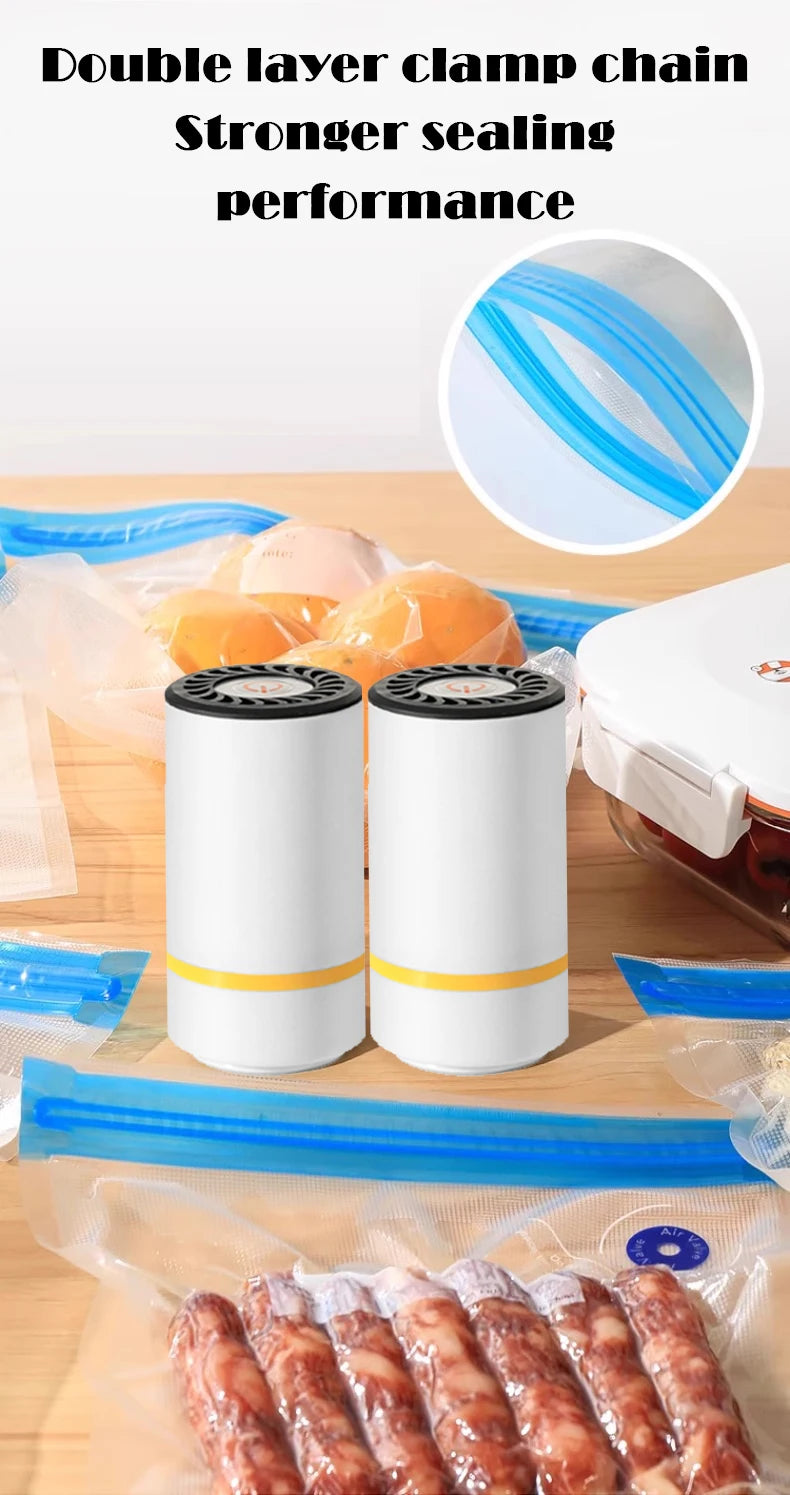 high-quality food handheld vacuum sealer Portable & Rechargeable Vacuum Sealer (Vacuum Sealers+ 30 reusable vacuum seal bags - AMULET RING STORE
