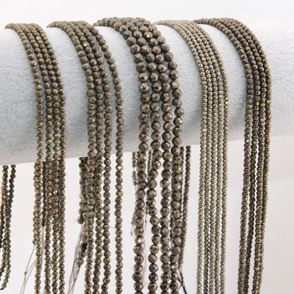 Natural Pyrite Faceted Round / Rondell Beads 2mm,3mm,4mm,1x2mm,2x3mm，for Jewelry Making Bracelet Necklace Beads DIY Wholesale - AMULET RING STORE